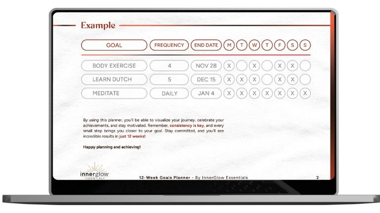 12-Week Goals Planner 3 InnerGlow essentials 12-week goals planner